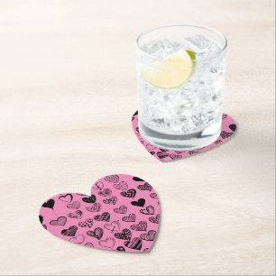 Adorable Black Heart Scribe Zeichnend Square Paper Untersetzer