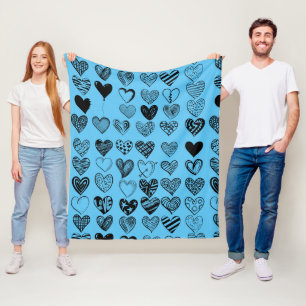 Adorable Black Heart Skript Zeichne Fleece Leere
