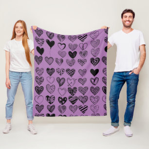 Adorable Black Heart Skript Zeichne Fleece Leere