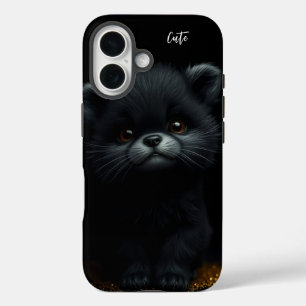 Adorable Black Kitten iPhone 16 Hülle