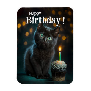Adorable Black Kitten Geburtstag, individuell anpa Magnet