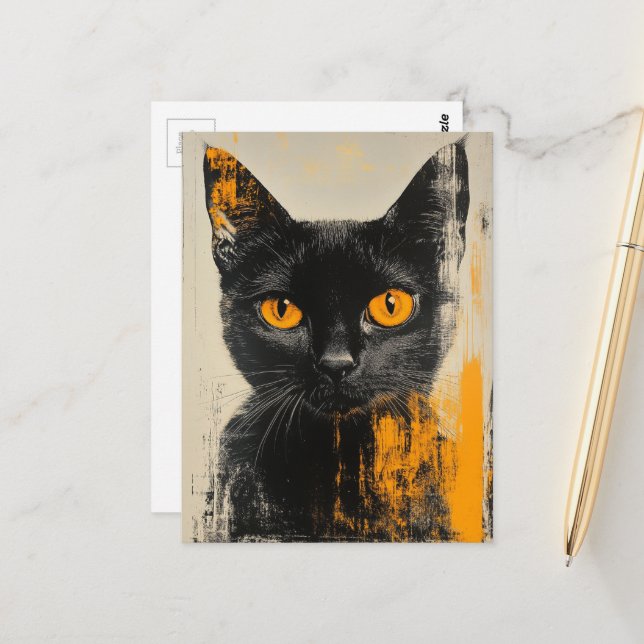 adorable black kitty postkarte (Vorderseite/Rückseite Beispiel)