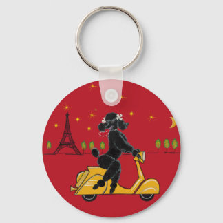 Adorable Black Poodle on a Paris Schlüsselanhänger