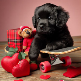 Adorable Black Puppy Funny Valentine Feiertagskarte