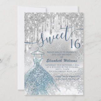 Adorable blaues Kleid silber glänzende Tropfen omb Einladung