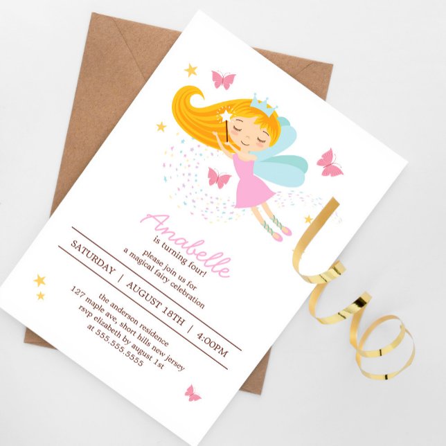 Adorable Blonde Fairy Princess Girl's Birthday Einladung (Von Creator hochgeladen)