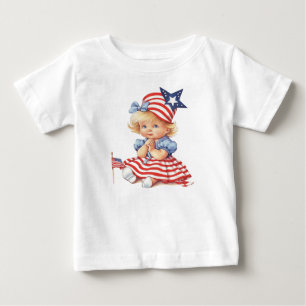 ADORABLE BLONDE HAIRED PATRIOTIC BABY MIRL T-SHIRT