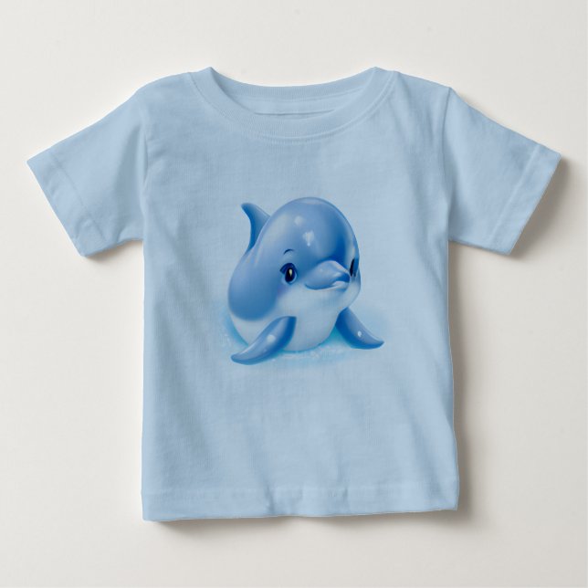 Adorable Blue Baby Dolphin Baby T-shirt (Vorderseite)
