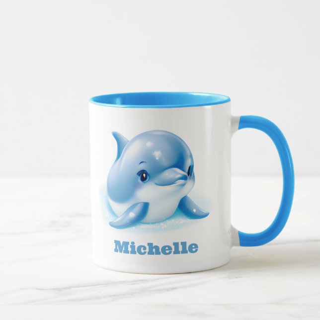 Adorable Blue Baby Dolphin Tasse (Rechts)