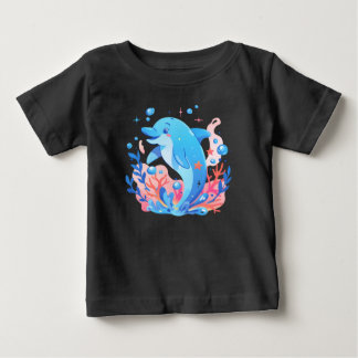Adorable Blue Dolphin Baby Bodysuit T-shirt