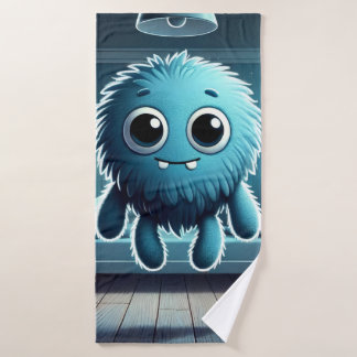 Adorable Blue Fluffy Creature Badehandtuch