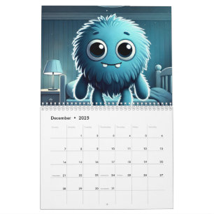 Adorable Blue Fluffy Creature Kalender