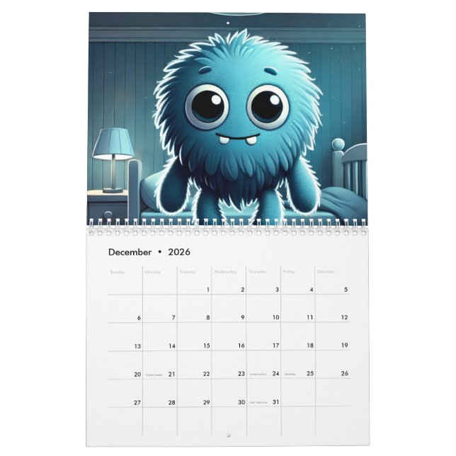 Adorable Blue Fluffy Creature Kalender (Dez 2026)