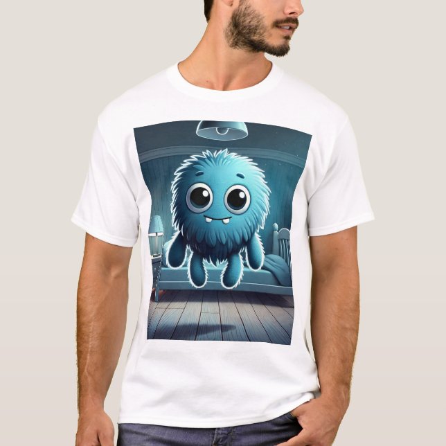 Adorable Blue Fluffy Creature T-Shirt (Vorderseite)
