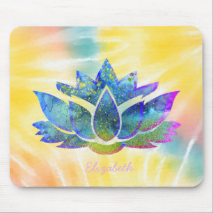 Adorable Blue Lotus, Rainbow Gefärbte Krawatte Mousepad