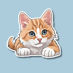 Adorable Blue Mit Augen Cat Wasserdicht Aufkleber