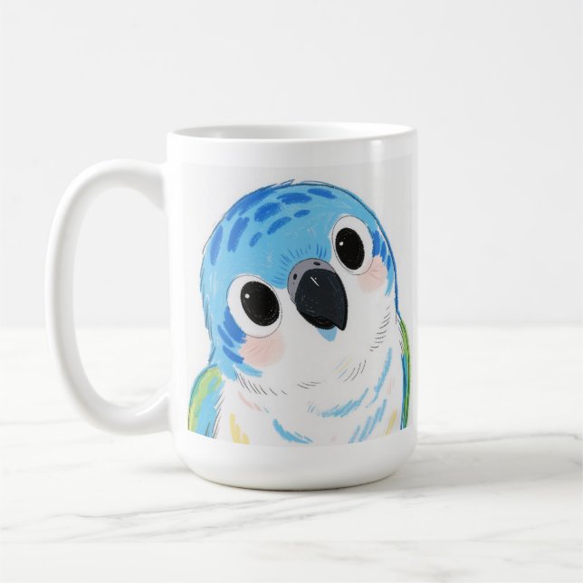 Adorable Blue Parrot Keramik Tasse (Links)