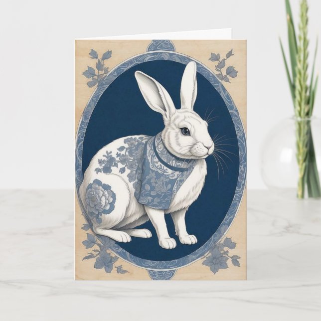 Adorable Blue Rabbit Jeden Anlaß Grußkarte Karte (Vorderseite)