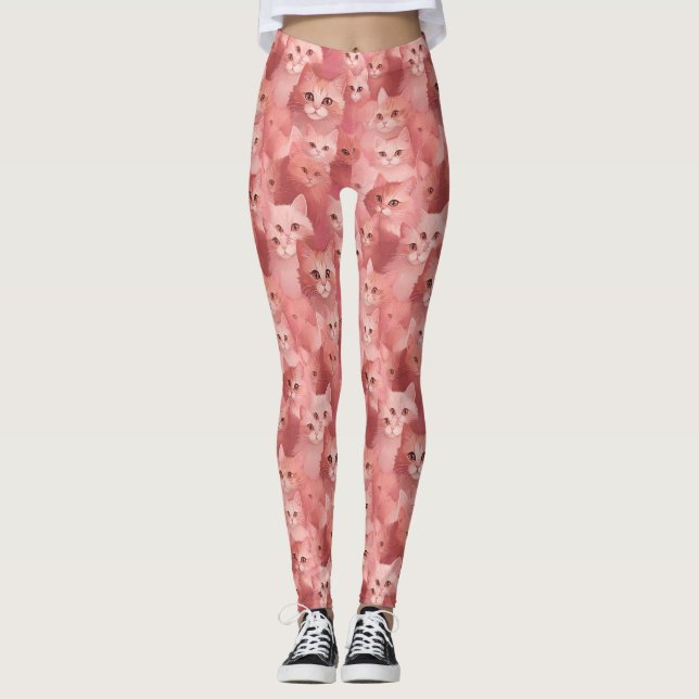 Adorable Blush Pink Cat Leggings (Vorderseite)