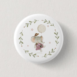Adorable Boho Baby Girl Elefant Rustikale Flora Button