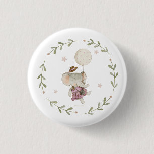 Adorable Boho Baby Girl Elefant Rustikale Flora Button
