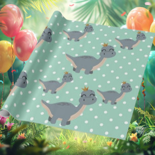 Adorable Boho Green Dinosaur Party Geschenkpapier