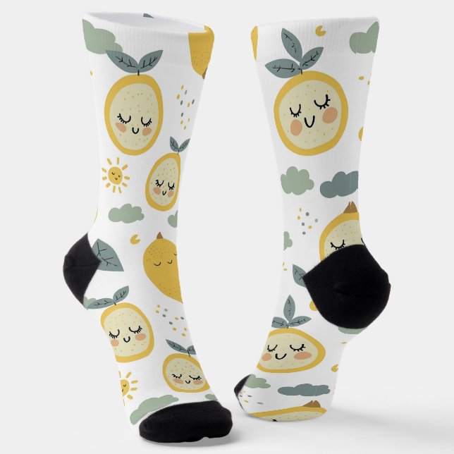 Adorable Boho Lemon Socken (Gewinkelt)