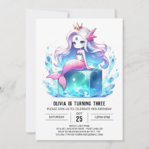 Adorable Boho Mermaid Birthday Einladung