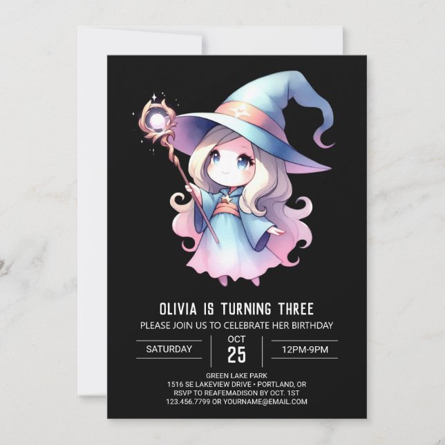 Adorable Boho Wizard Geburtstag Einladung (Vorderseite)