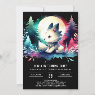 Adorable Boho Wolf Birthday Einladung