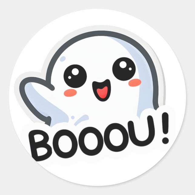 Adorable Boo Ghost Sprichwort Boou Halloween Grafi Runder Aufkleber (Vorderseite)