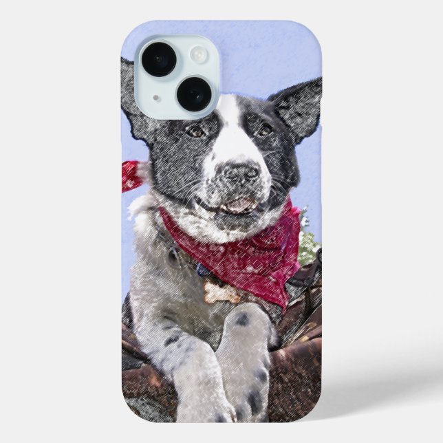 Adorable Border Collie Heeler Mix Dog Sketch Case-Mate iPhone Hülle (Rückseite)