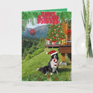 Adorable Border Colllie Faltbare Weihnachtskarte Karte