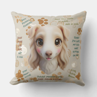 Adorable Borzoi Face Cushion Throw Pillow Kissen