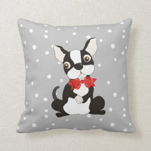 Adorable Boston Terrier in Bow-Krawatte Kissen