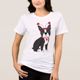 Adorable Boston Terrier Valentine Tri-Blend Shirt