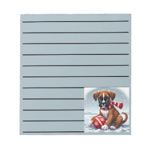 Adorable Boxer Welpe in Snowy Landschaft Notizblock
