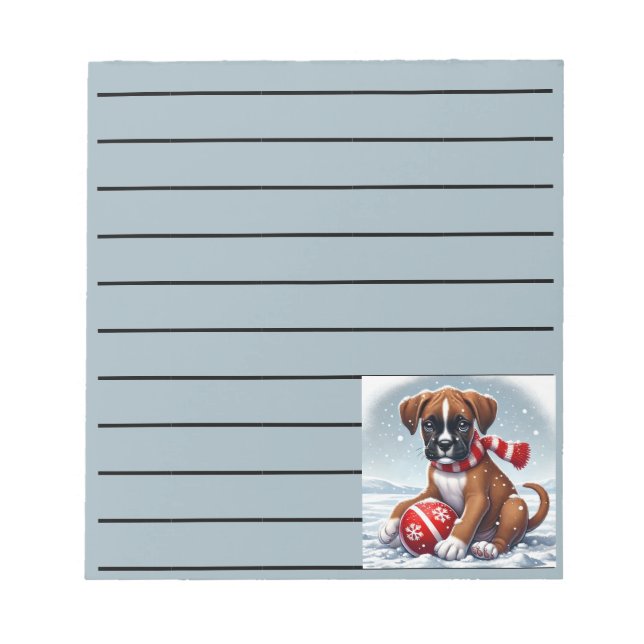 Adorable Boxer Welpe in Snowy Landschaft Notizblock (Vorderseite)