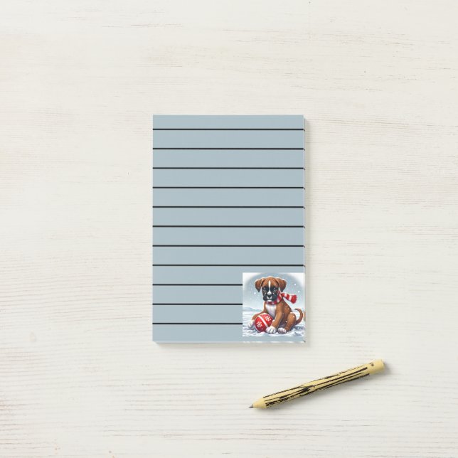 Adorable Boxer Welpe in Snowy Landschaft Post-it Klebezettel (Auf Schreibtisch)