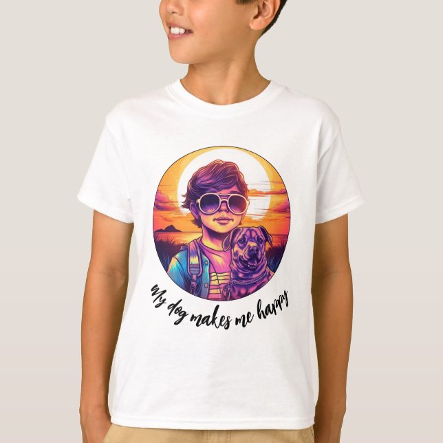 Adorable Boy und seine Niedliche Welpe | Kinder T-Shirt (Vorderseite)
