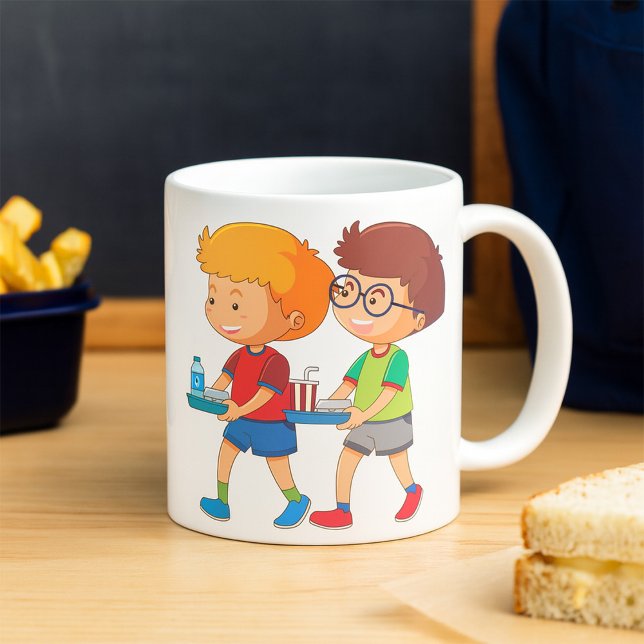 Adorable Boys, die Lebensmittel mitführen Kaffeetasse (Von Creator hochgeladen)