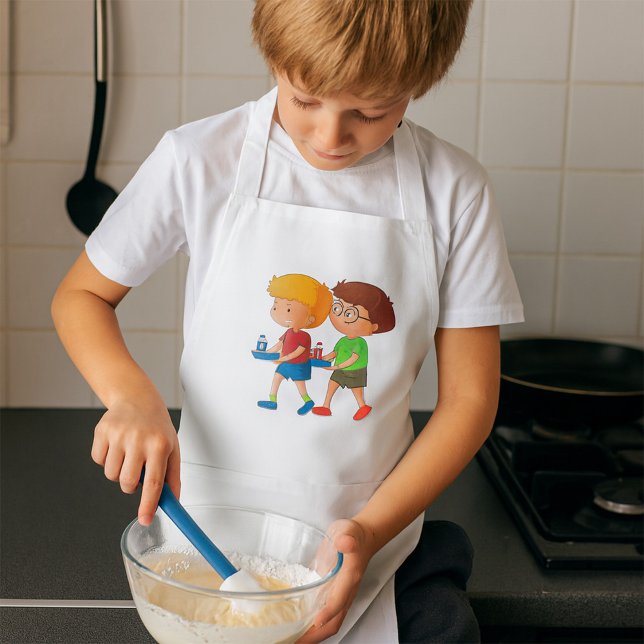 Adorable Boys, die Lebensmittel mitführen Schürze (Von Creator hochgeladen)