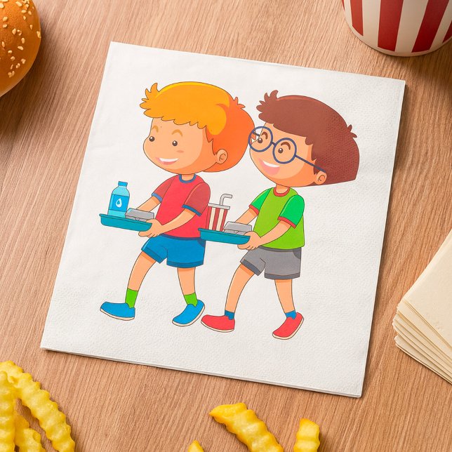 Adorable Boys, die Lebensmittel mitführen Serviette (Von Creator hochgeladen)