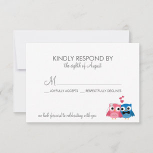 Adorable Bridge and Groom Owls Wedding RSVP Card