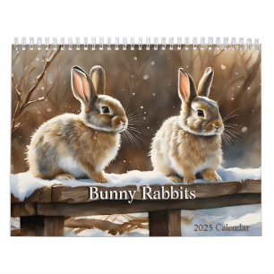 Adorable Brown and White Bunny Rabbits 2025 Kalender