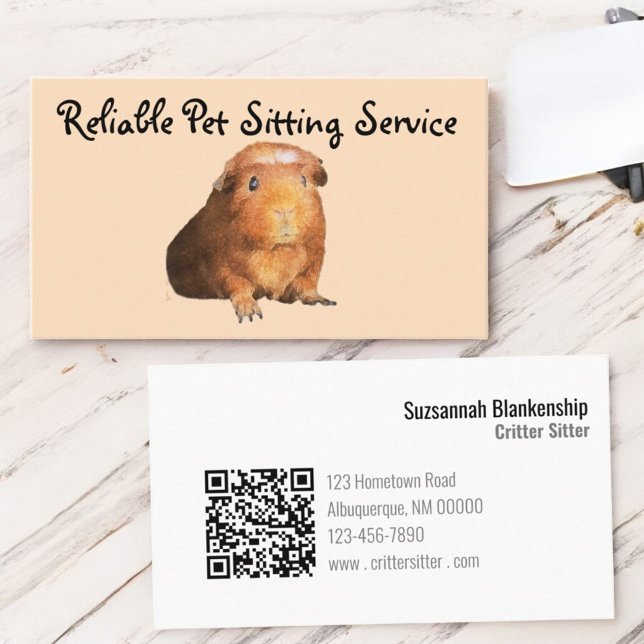 Adorable Brown Guinea Pig Foto Business Card Visitenkarte (business card front and back)