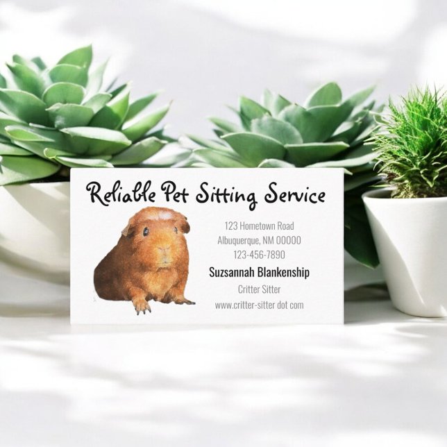 Adorable Brown Guinea Schweinefleisch Foto Sitzeck Visitenkarte (Single sided animal business card)
