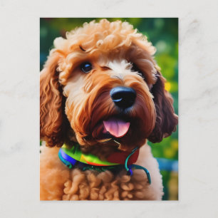Adorable Brown Poodle Postkarte