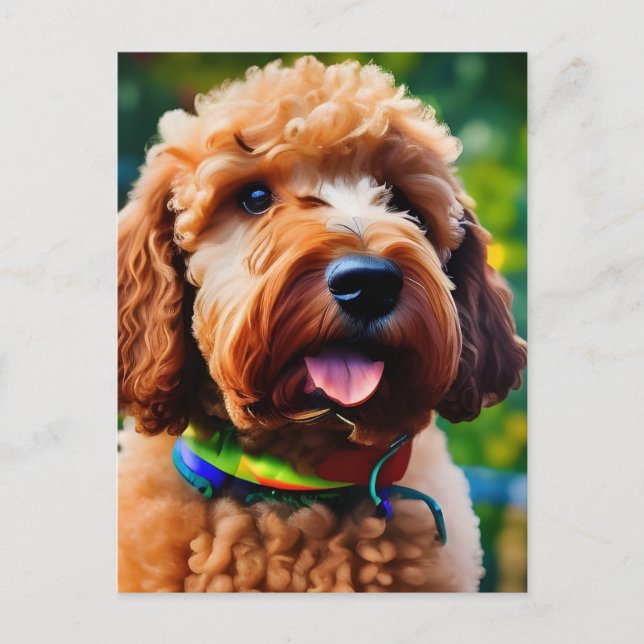 Adorable Brown Poodle Postkarte (Vorderseite)
