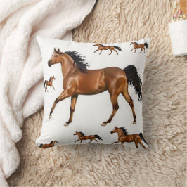 Adorable Brown Shinny Horse Throw Pillow  Kissen